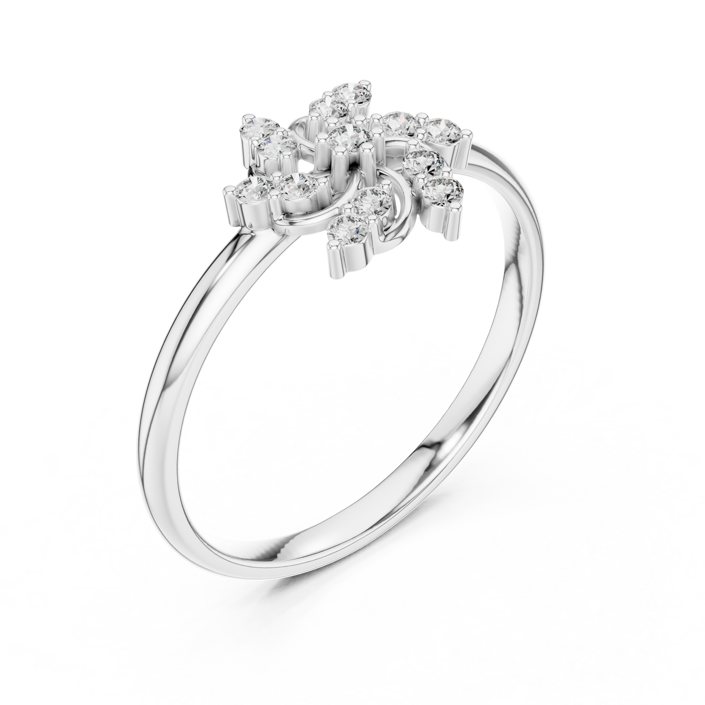 0.11 Carat Diamond Pinwheel Spiral Sunburst Ring | Yellow Gold