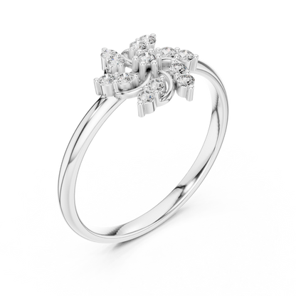 0.11 Carat Diamond Pinwheel Spiral Sunburst Ring | Yellow Gold