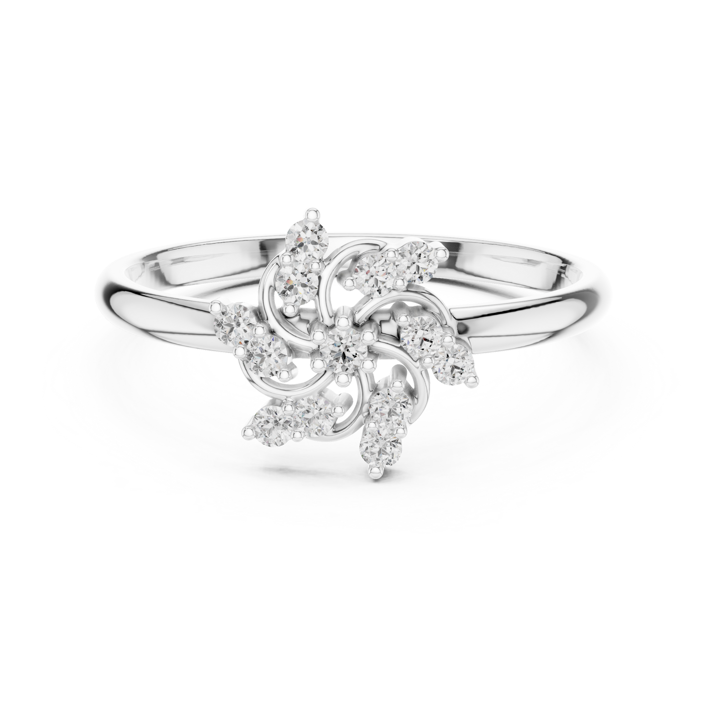 0.11 Carat Diamond Pinwheel Spiral Sunburst Ring | Yellow Gold
