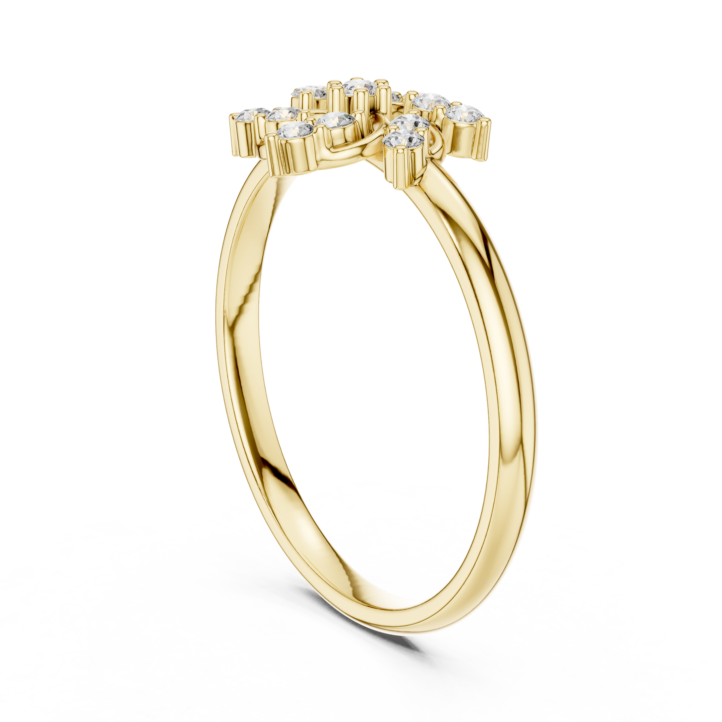 0.11 Carat Diamond Pinwheel Spiral Sunburst Ring | Yellow Gold