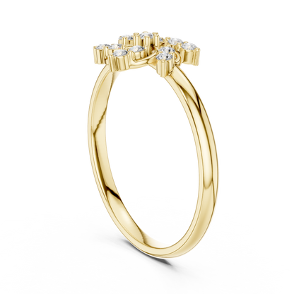 0.11 Carat Diamond Pinwheel Spiral Sunburst Ring | Yellow Gold