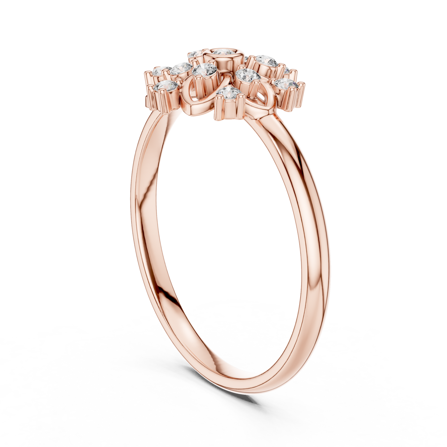 0.10 Carat Diamond Mandala Rosette Cluster Ring | Yellow Gold