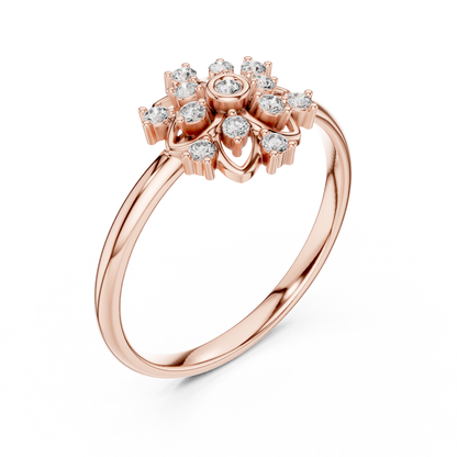 0.10 Carat Diamond Mandala Rosette Cluster Ring | Yellow Gold