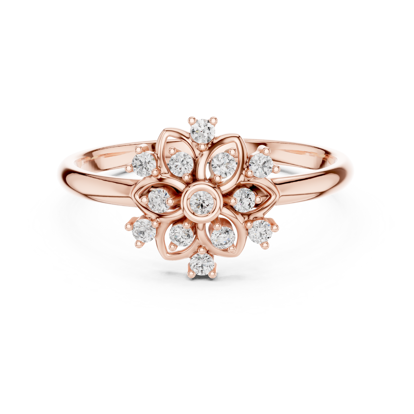 0.10 Carat Diamond Mandala Rosette Cluster Ring | Yellow Gold