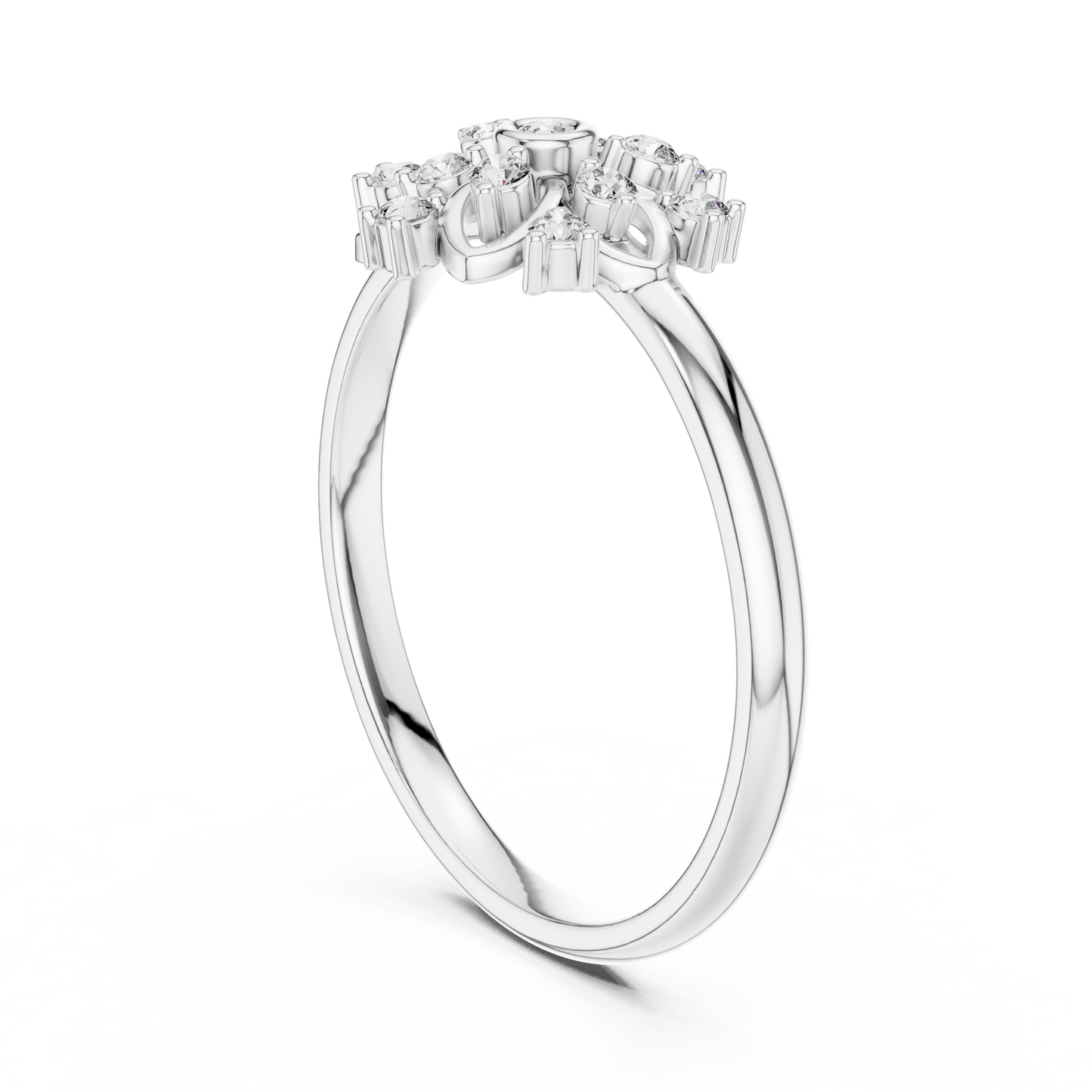 0.10 Carat Diamond Mandala Rosette Cluster Ring | Yellow Gold