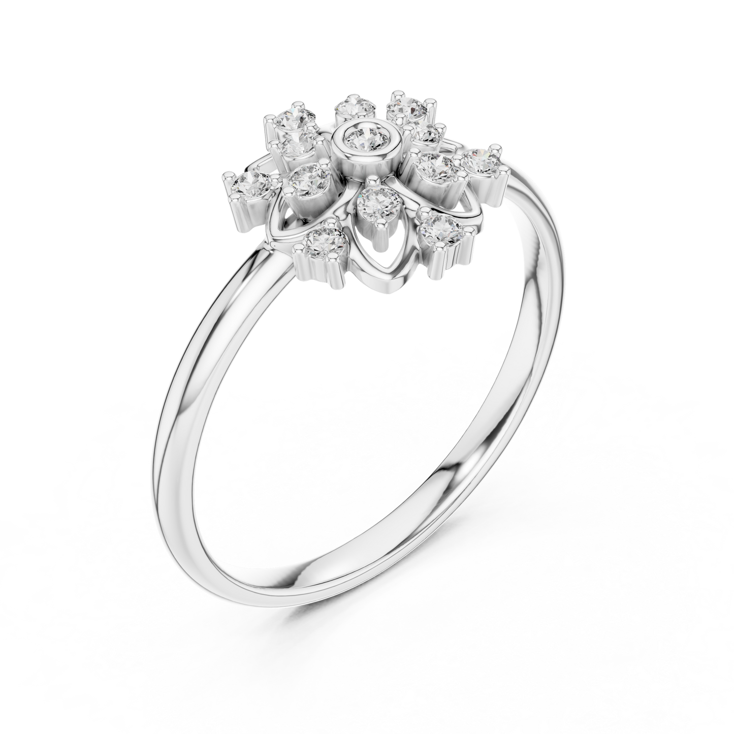 0.10 Carat Diamond Mandala Rosette Cluster Ring | Yellow Gold