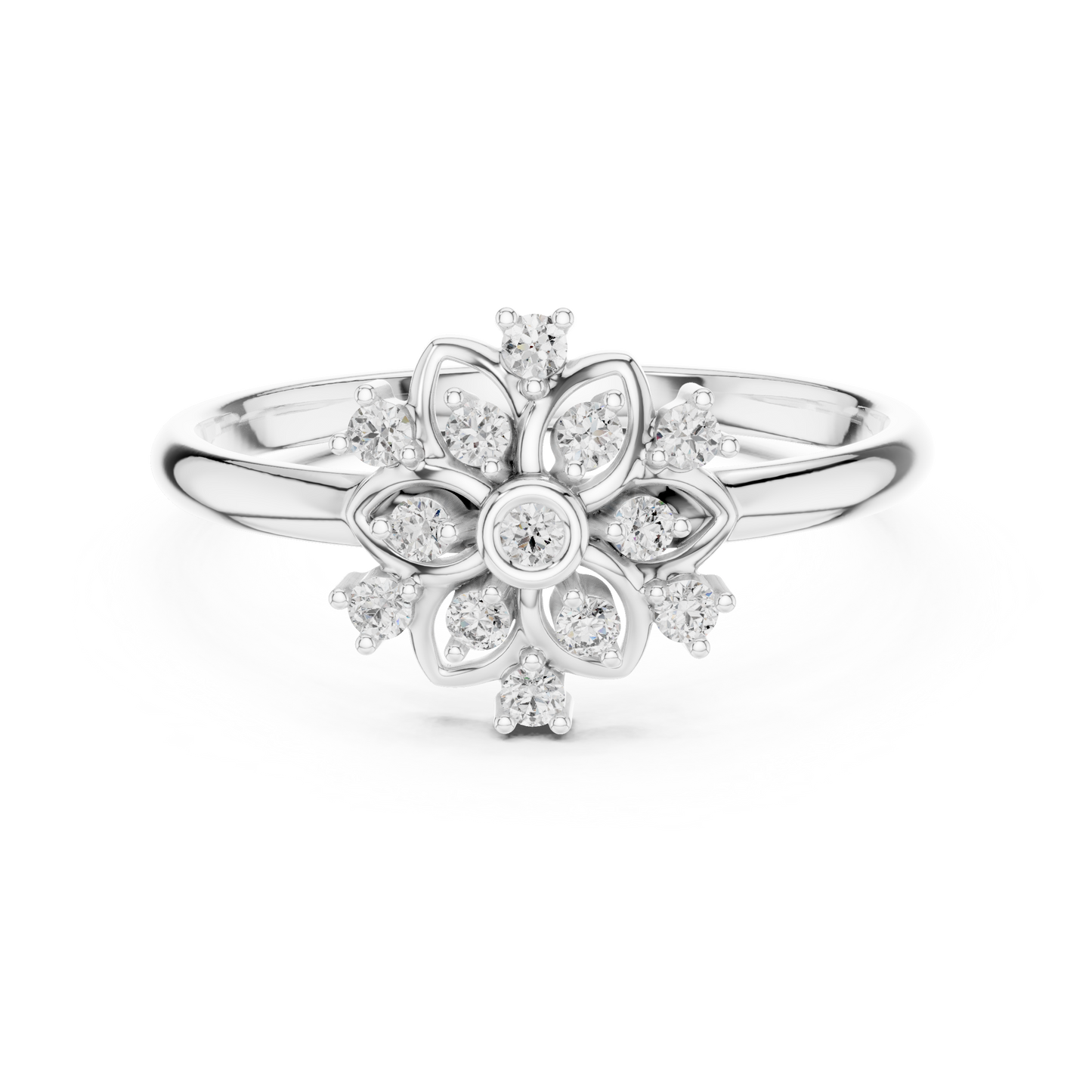 0.10 Carat Diamond Mandala Rosette Cluster Ring | Yellow Gold