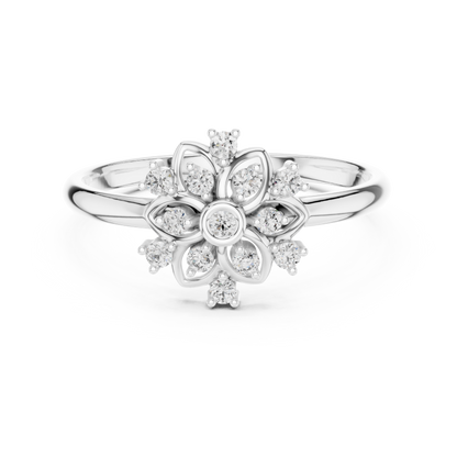 0.10 Carat Diamond Mandala Rosette Cluster Ring | Yellow Gold