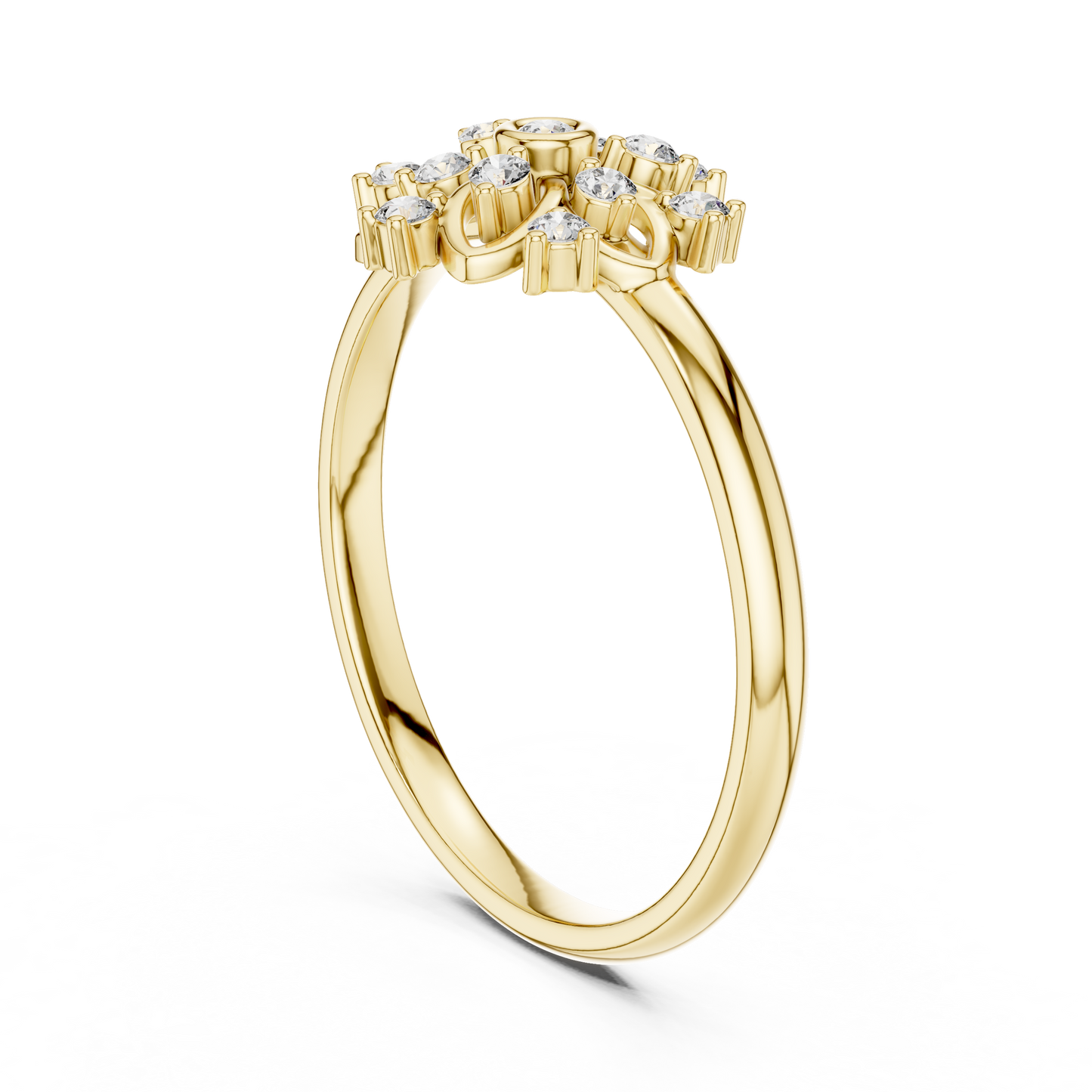 0.10 Carat Diamond Mandala Rosette Cluster Ring | Yellow Gold
