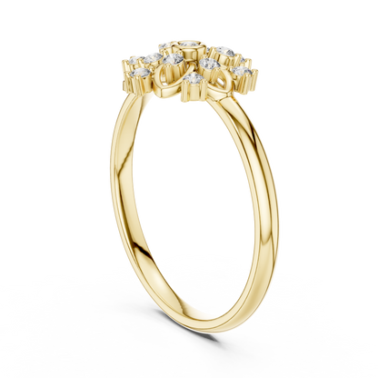 0.10 Carat Diamond Mandala Rosette Cluster Ring | Yellow Gold