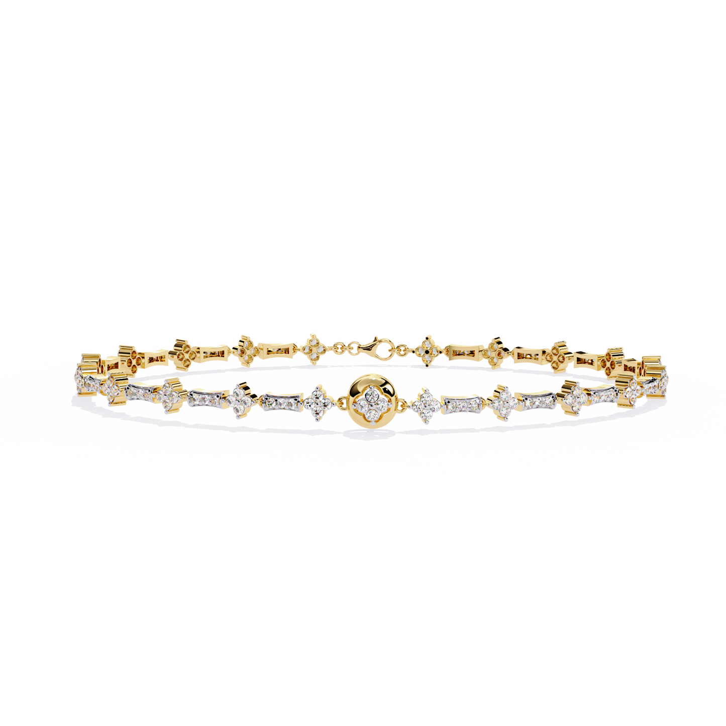 The 'Celestial Bloom' Diamond and Gold Bracelet - 0.82 Ct