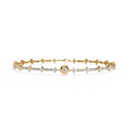 The 'Celestial Bloom' Diamond and Gold Bracelet - 0.82 Ct