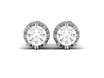 Gold Double Halo Diamond Stud Earrings - 0.47 Ct Round Brilliant Cut