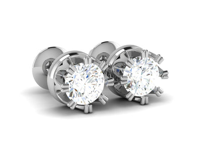 Gold Double Halo Diamond Stud Earrings - 0.47 Ct Round Brilliant Cut