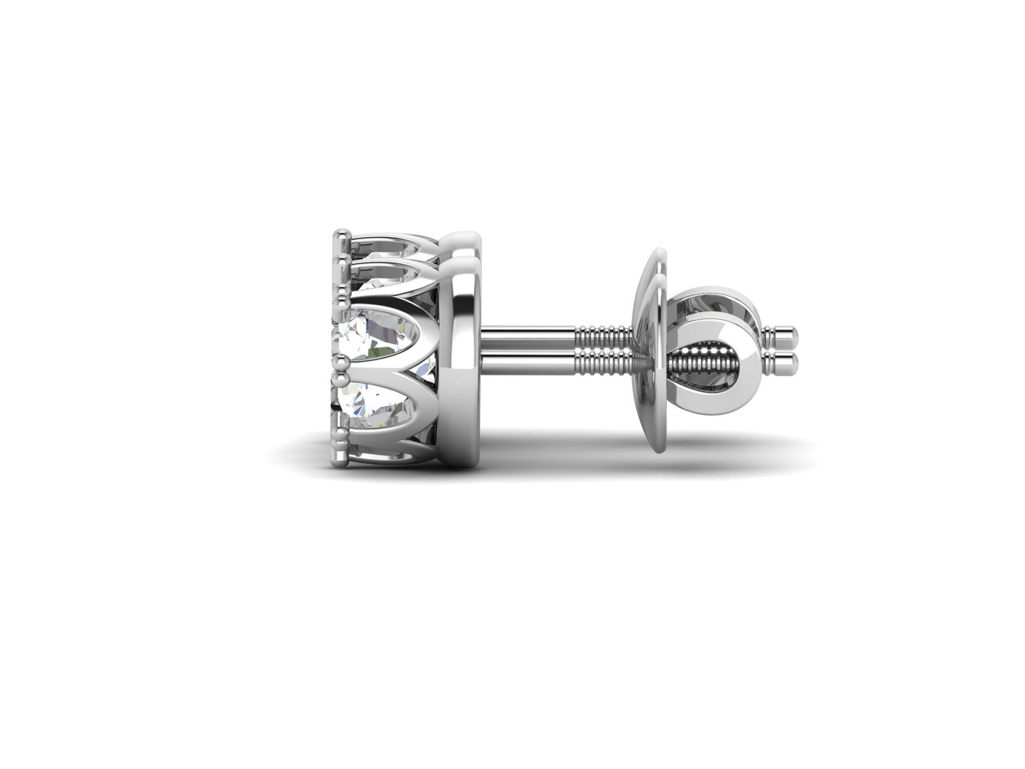 Gold Double Halo Diamond Stud Earrings - 0.47 Ct Round Brilliant Cut