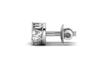 Gold Double Halo Diamond Stud Earrings - 0.47 Ct Round Brilliant Cut