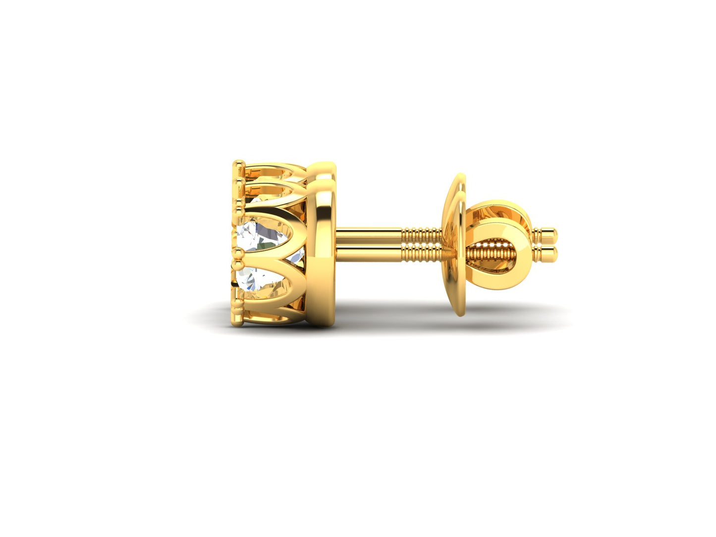 Gold Double Halo Diamond Stud Earrings - 0.47 Ct Round Brilliant Cut