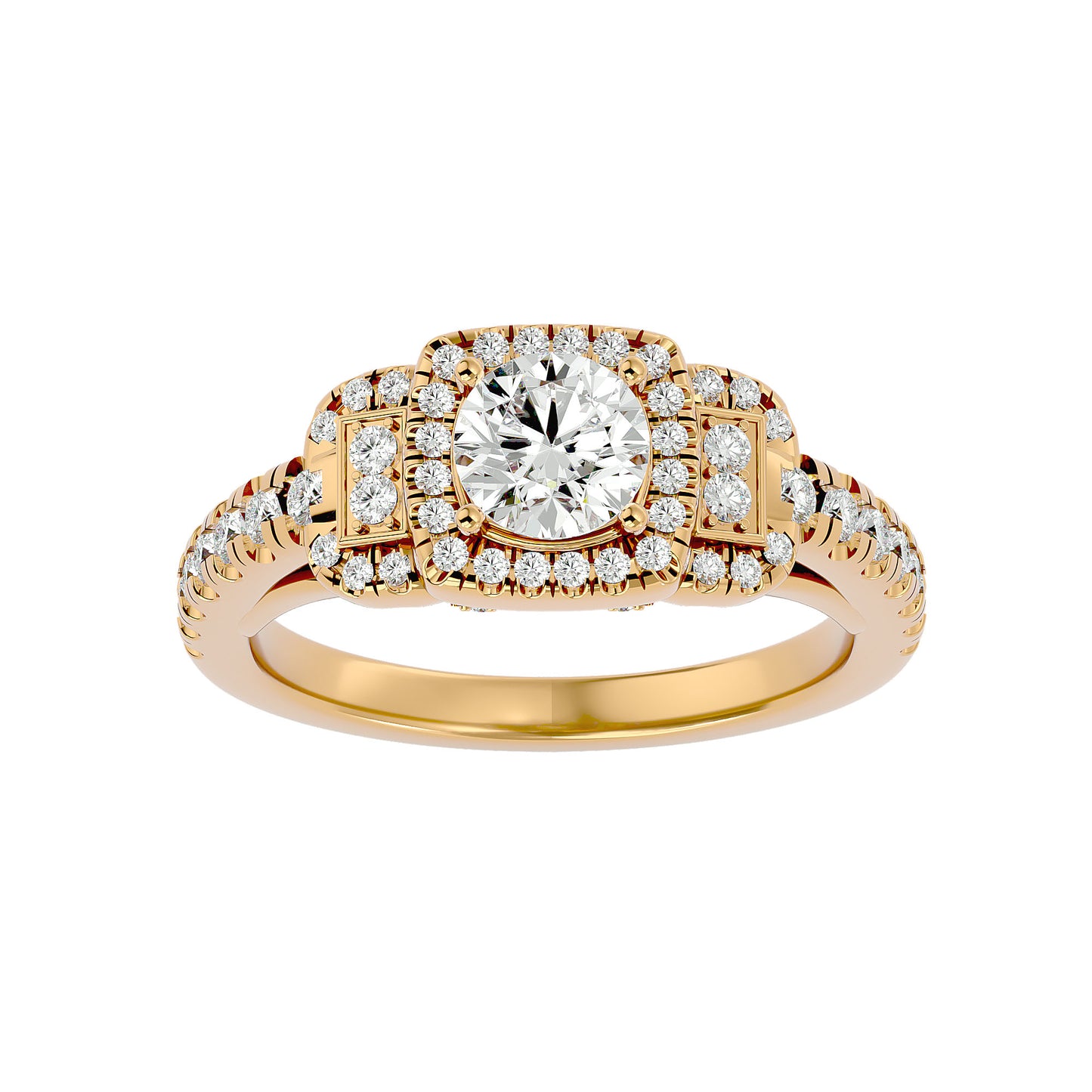 Lumière Stellar Halo Band In Yellow Gold  - 1.21 Ct Round Diamond Ring