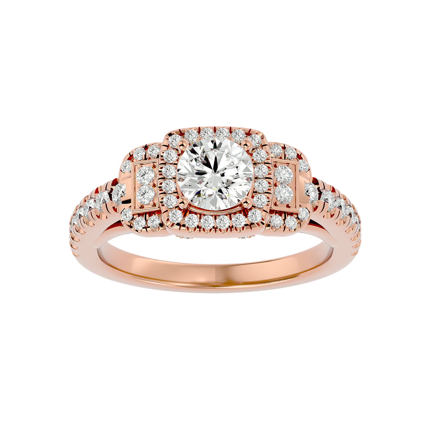 Lumière Stellar Halo Band In Yellow Gold  - 1.21 Ct Round Diamond Ring