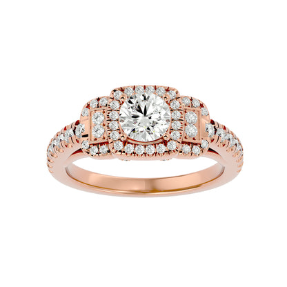 Lumière Stellar Halo Band In Yellow Gold  - 1.21 Ct Round Diamond Ring
