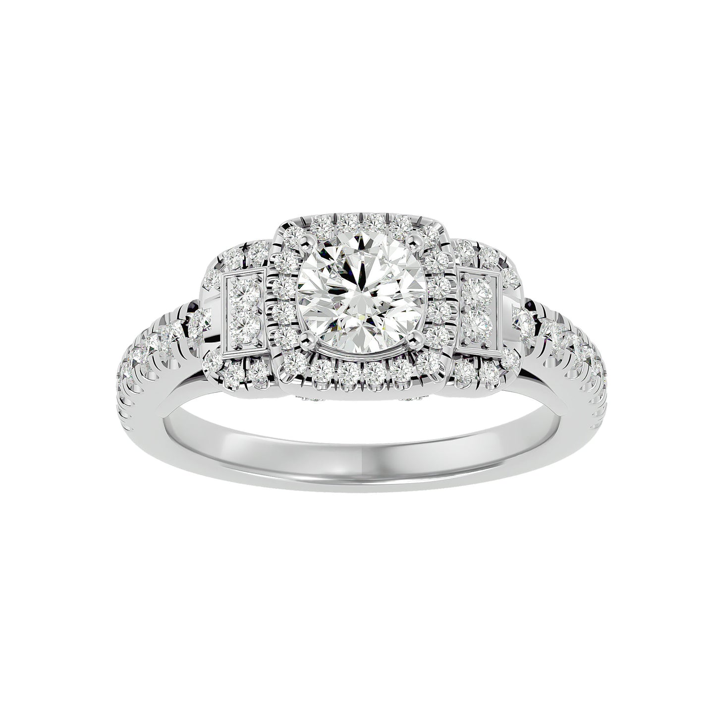 Lumière Stellar Halo Band In Yellow Gold  - 1.21 Ct Round Diamond Ring