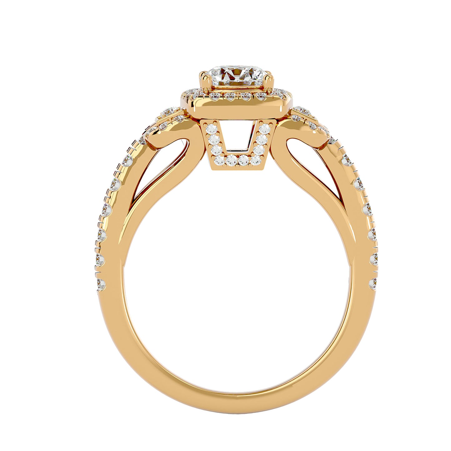 Lumière Stellar Halo Band In Yellow Gold  - 1.21 Ct Round Diamond Ring