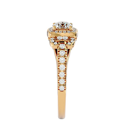 Lumière Stellar Halo Band In Yellow Gold  - 1.21 Ct Round Diamond Ring