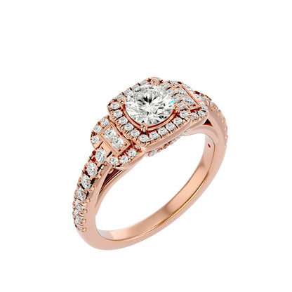 Lumière Stellar Halo Band In Yellow Gold  - 1.21 Ct Round Diamond Ring