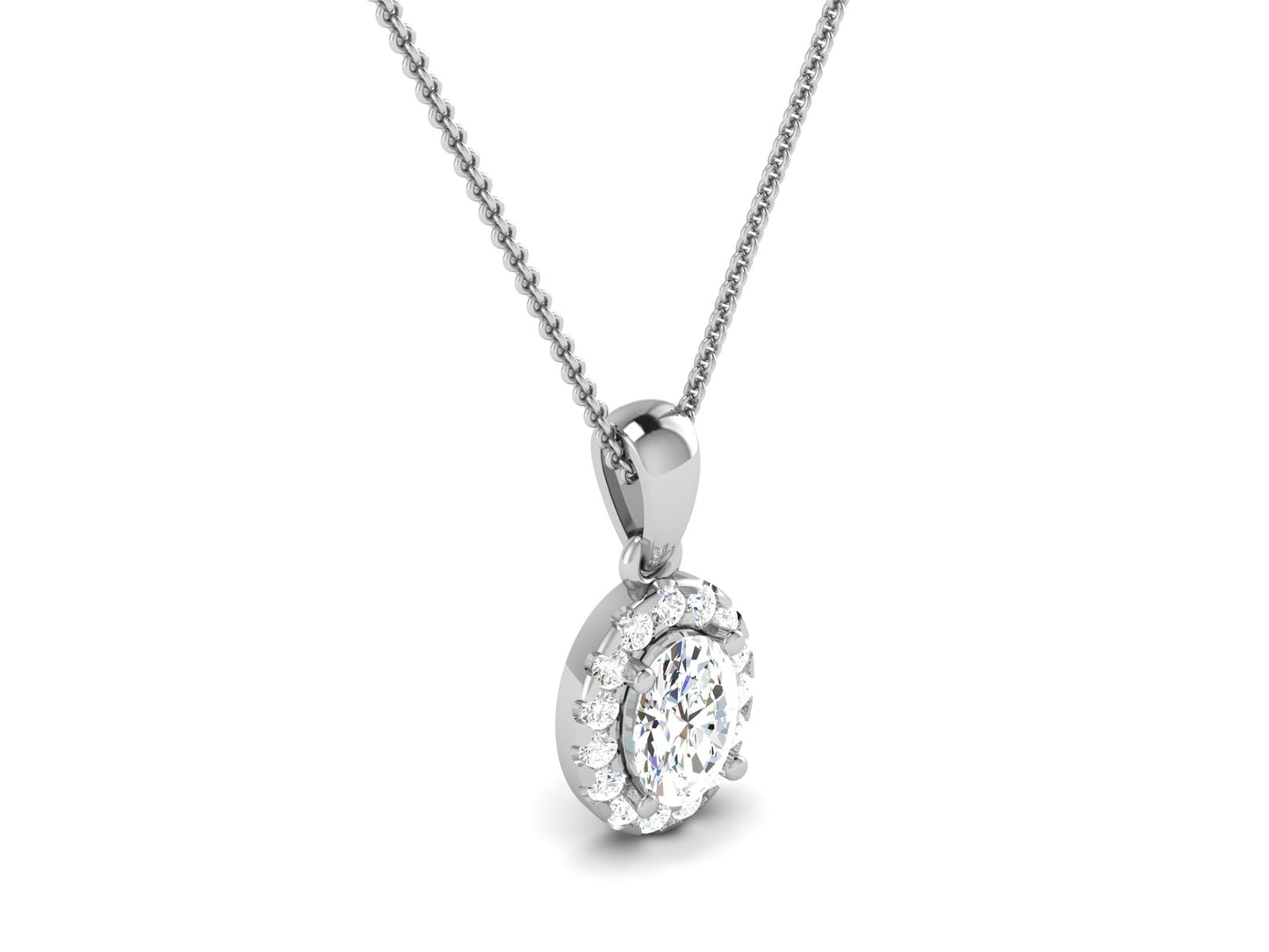 Ovel Cluster Pendent In Gold - 0.89 Diamonds