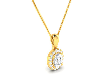 Ovel Cluster Pendent In Gold - 0.89 Diamonds