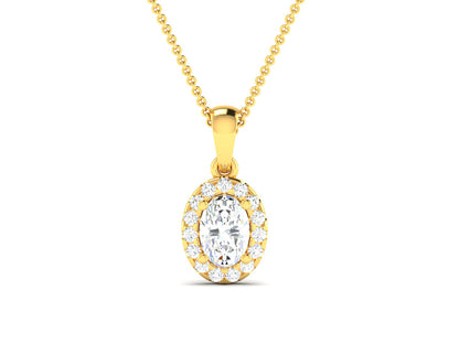 Ovel Cluster Pendent In Gold - 0.89 Diamonds