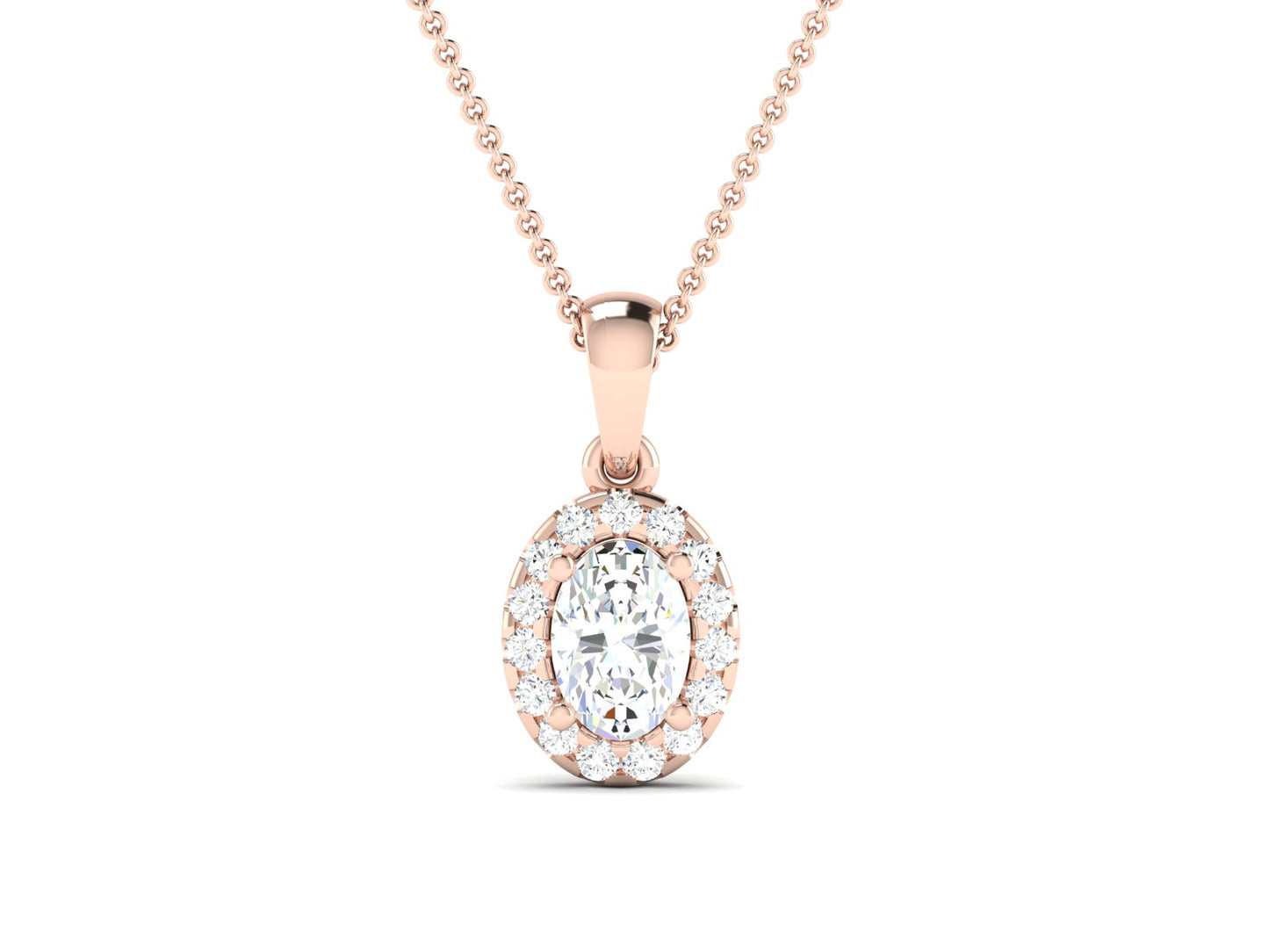 Ovel Cluster Pendent In Gold - 0.89 Diamonds