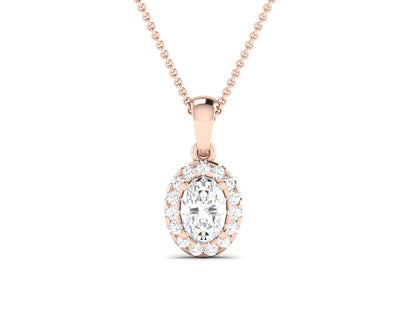 Ovel Cluster Pendent In Gold - 0.89 Diamonds