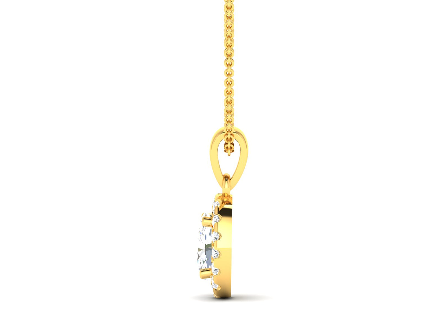 Ovel Cluster Pendent In Gold - 0.89 Diamonds