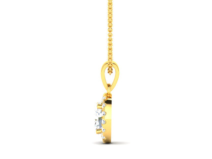 Ovel Cluster Pendent In Gold - 0.89 Diamonds