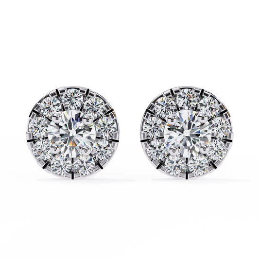 Timeless Cluster Diamond Halo Earrings in Gold- 0.26 Ct