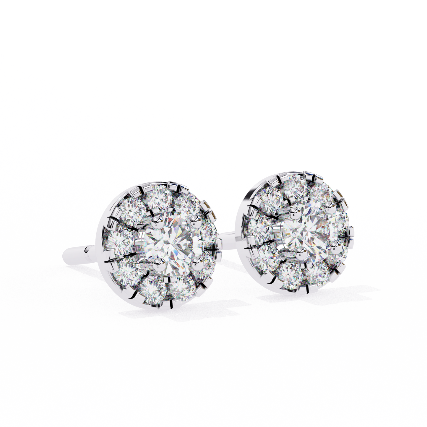 Timeless Cluster Diamond Halo Earrings in Gold- 0.26 Ct
