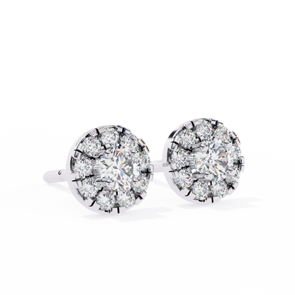 Timeless Cluster Diamond Halo Earrings in Gold- 0.26 Ct