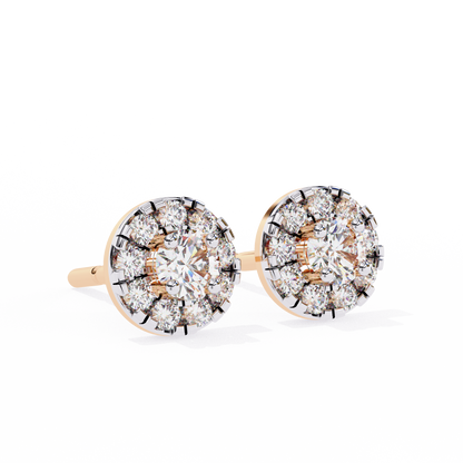 Timeless Cluster Diamond Halo Earrings in Gold- 0.26 Ct