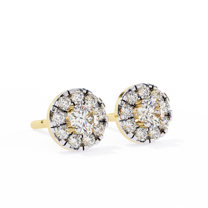 Timeless Cluster Diamond Halo Earrings in Gold- 0.26 Ct