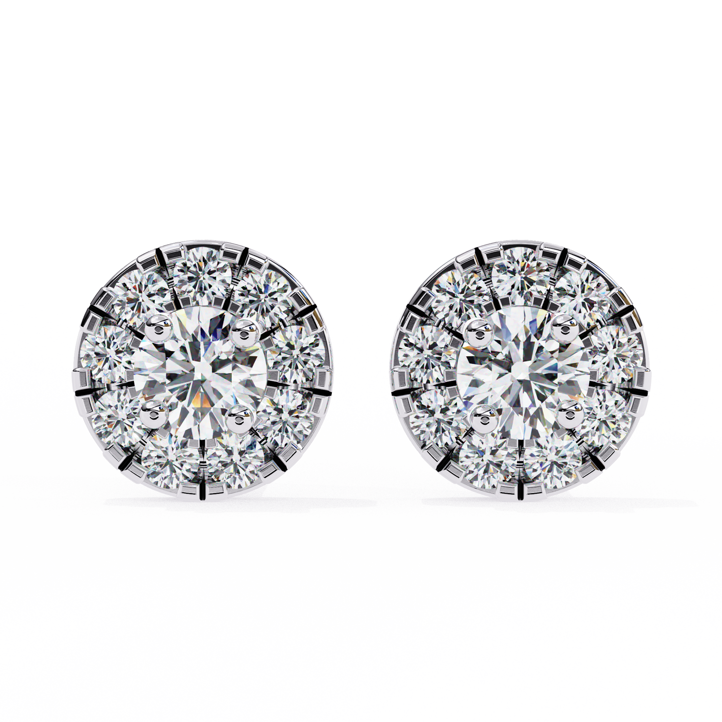 Timeless Cluster Diamond Halo Earrings in Gold- 0.26 Ct