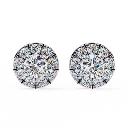 Timeless Cluster Diamond Halo Earrings in Gold- 0.26 Ct