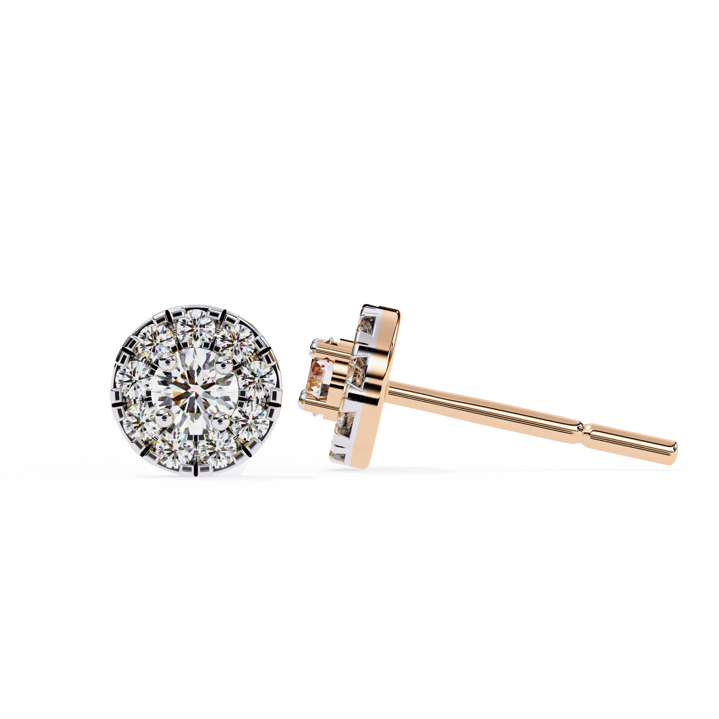 Timeless Cluster Diamond Halo Earrings in Gold- 0.26 Ct