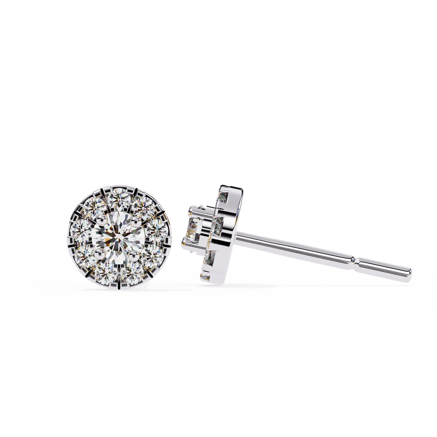 Timeless Cluster Diamond Halo Earrings in Gold- 0.26 Ct