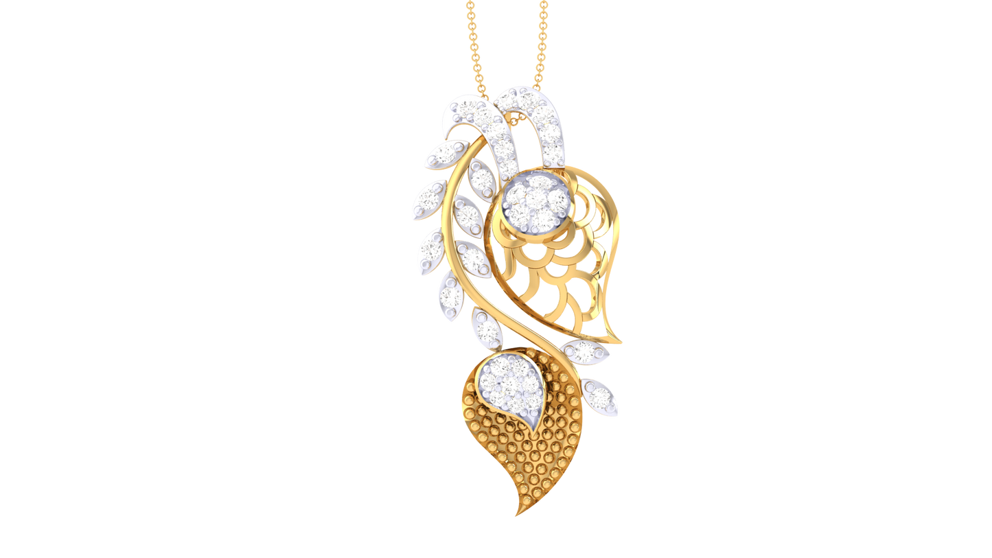 Flora Filigree Radiant Yellow Gold Pendent - 0.27 Brilliant Cut Diamonds