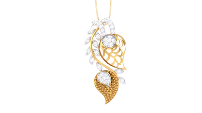 Flora Filigree Radiant Yellow Gold Pendent - 0.27 Brilliant Cut Diamonds
