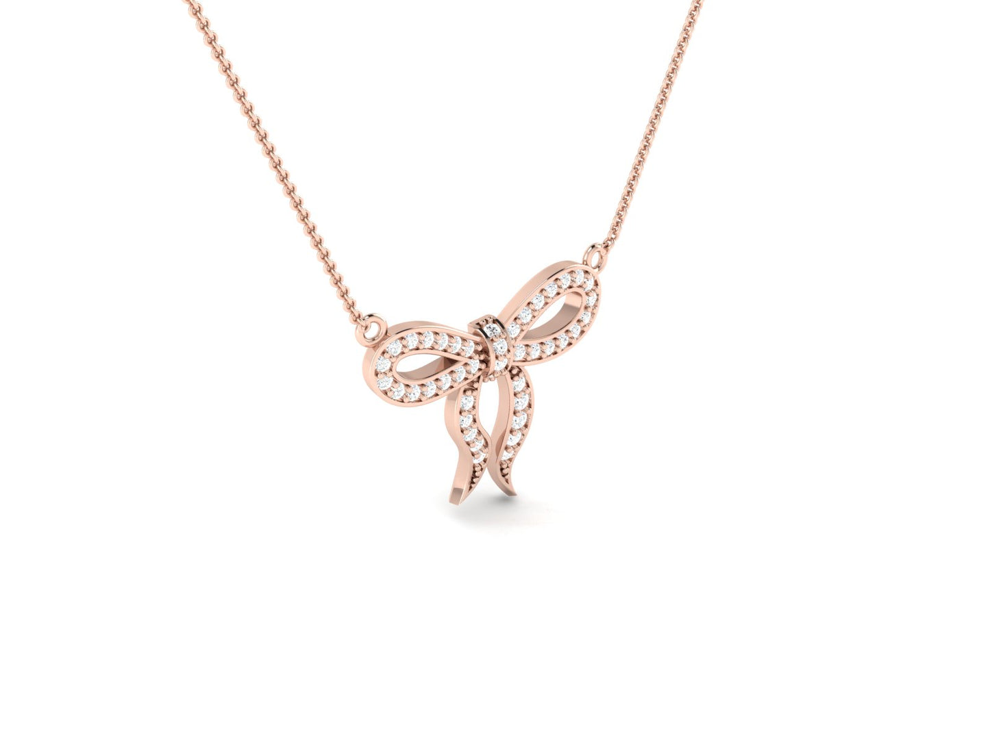 Ribbon Of Love Gold Pendent - 0.28 Ct Round Cut Diamonds