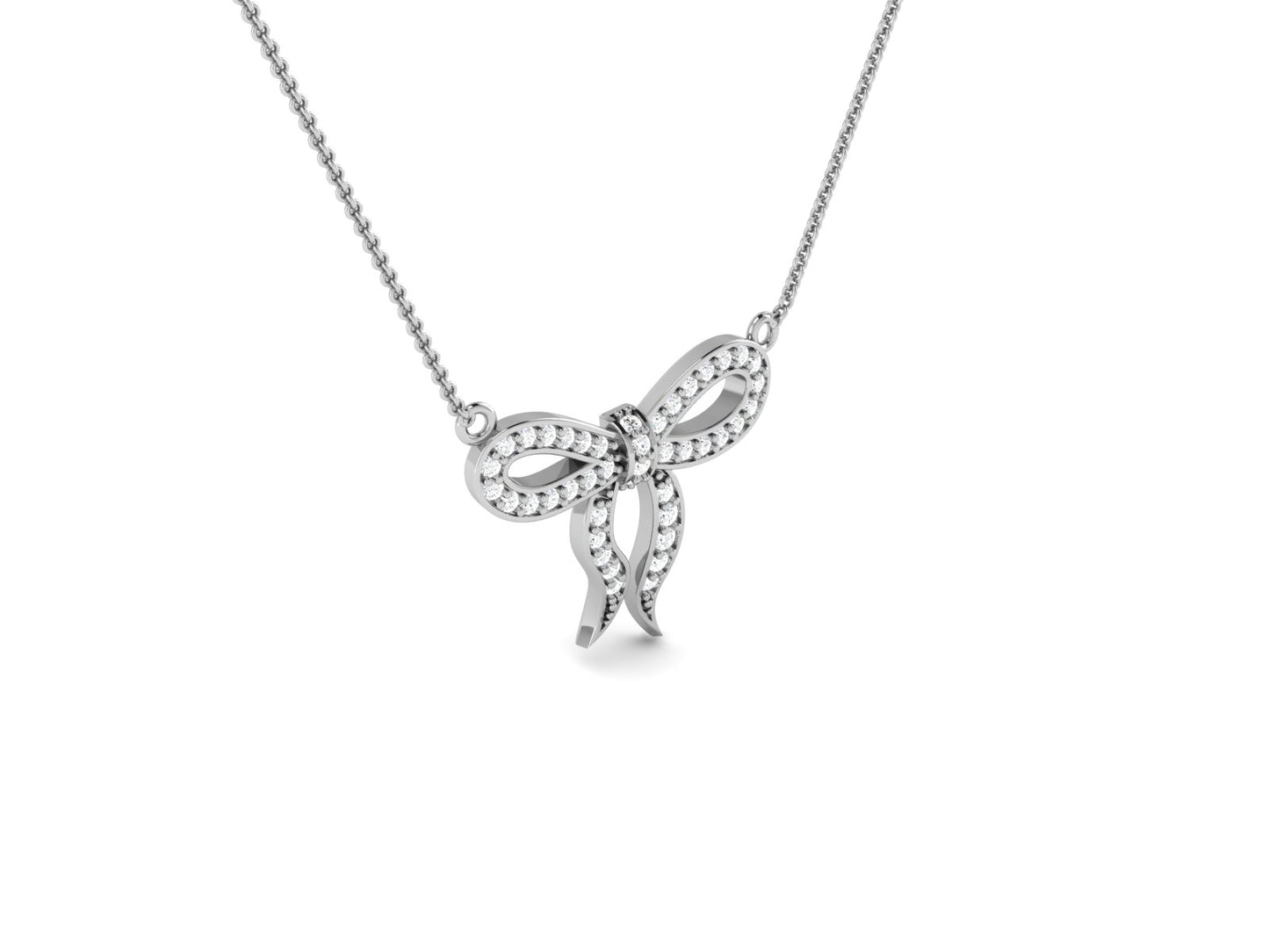 Ribbon Of Love Gold Pendent - 0.28 Ct Round Cut Diamonds