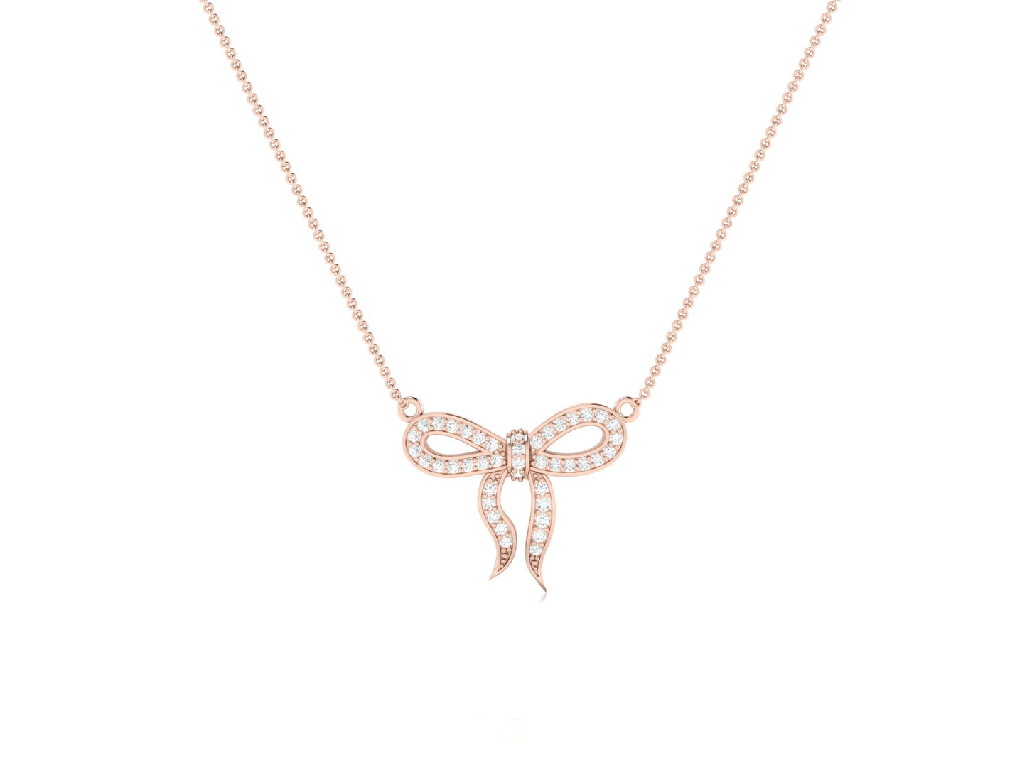 Ribbon Of Love Gold Pendent - 0.28 Ct Round Cut Diamonds
