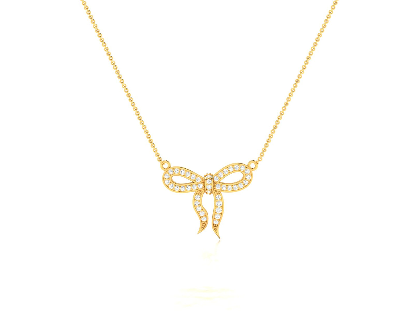 Ribbon Of Love Gold Pendent - 0.28 Ct Round Cut Diamonds